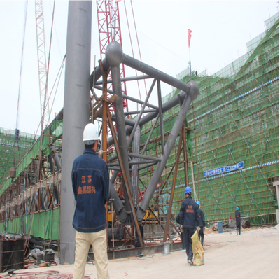 100m লম্বা স্প্যান ট্রাস স্ট্রাকচার ধূসর Q345 স্টিল টিউব ট্রাস সাইটে ইনস্টলেশন