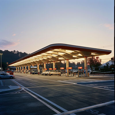 স্পেস ফ্রেম ইস্পাত কাঠামো ছাদ গ্যাস স্টেশন টোল স্টেশন ছাদ সিস্টেম আইএসও জিবি